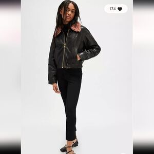 nwt Lambs skin leather Scotch & Soda Teddy  Collar Leather Jacket MSRP 5…